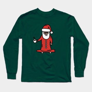 Sliding Into Christmas Like Longboarding Santa Long Sleeve T-Shirt